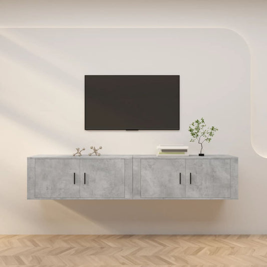 2 Piece Wall-mounted TV Cabinet Set Concrete Grey 100x34,5x40 cm