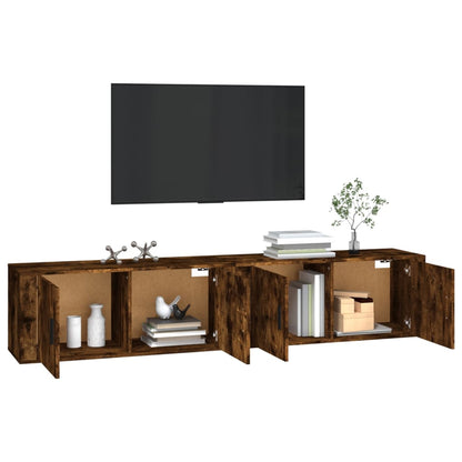 2 Piece Wall-mounted TV Cabinet Set Smoked Oak 100x34,5x40 cm
