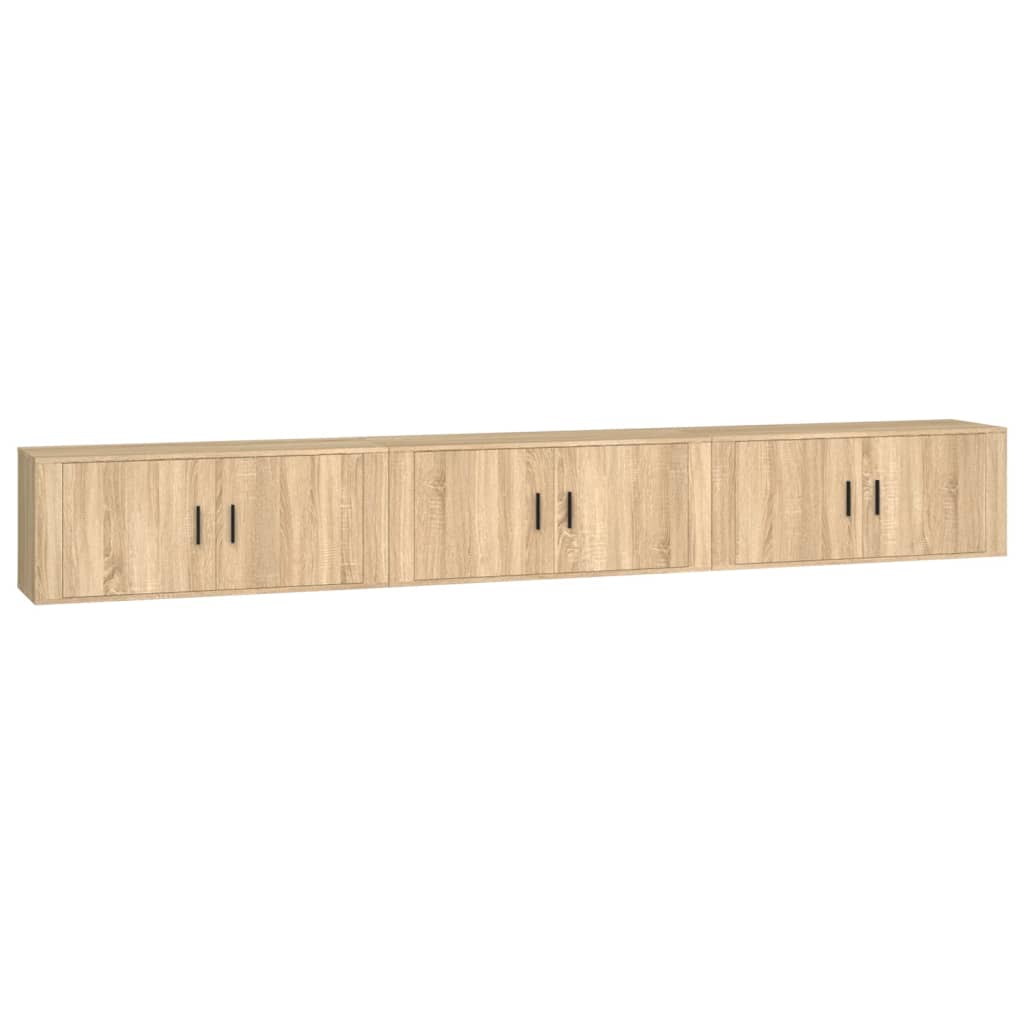 3 Piece Wall-mounted TV Cabinet Set Sonoma Oak 100x34,5x40 cm