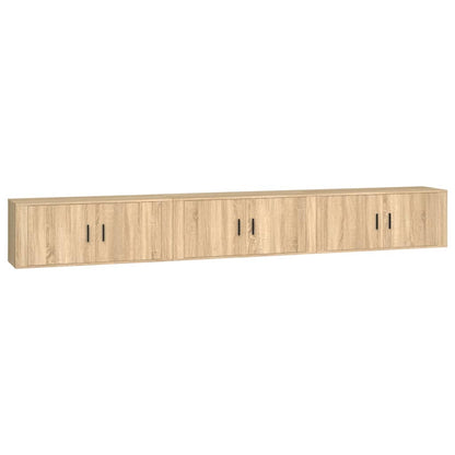 3 Piece Wall-mounted TV Cabinet Set Sonoma Oak 100x34,5x40 cm