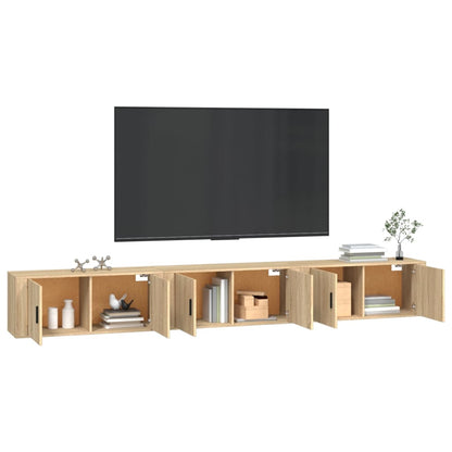 3 Piece Wall-mounted TV Cabinet Set Sonoma Oak 100x34,5x40 cm