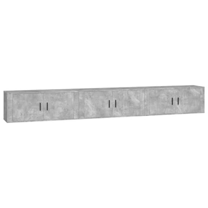 3 Piece Wall-mounted TV Cabinet Set Concrete Grey 100x34,5x40 cm