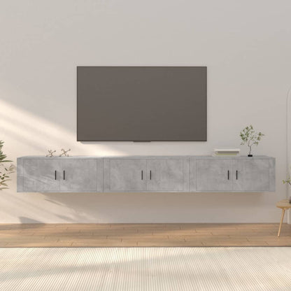 3 Piece Wall-mounted TV Cabinet Set Concrete Grey 100x34,5x40 cm