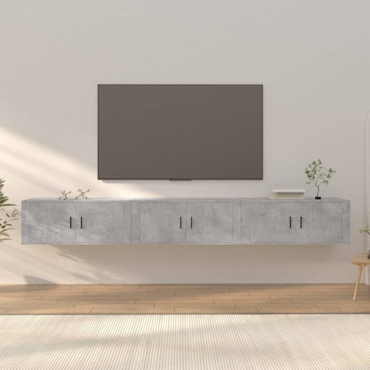 3 Piece Wall-mounted TV Cabinet Set Concrete Grey 100x34,5x40 cm