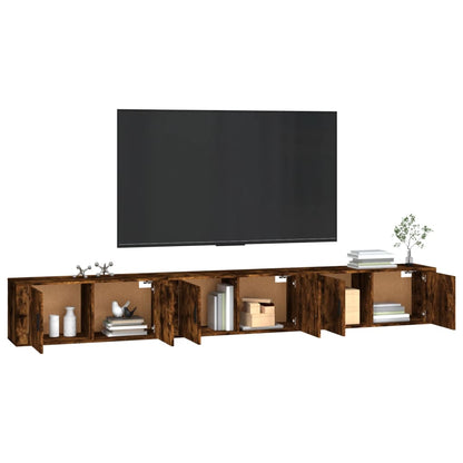 3 Piece Wall-mounted TV Cabinet Set Smoked Oak 100x34,5x40 cm