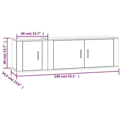 2 Piece TV Cabinet Set Concrete Grey Engineered Wood