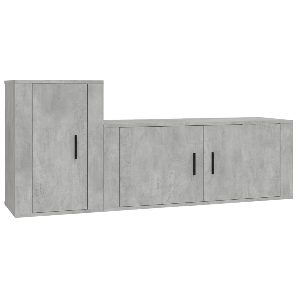 2 Piece TV Cabinet Set Concrete Grey Engineered Wood