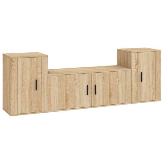3 Piece TV Cabinet Set Sonoma Oak Engineered Wood