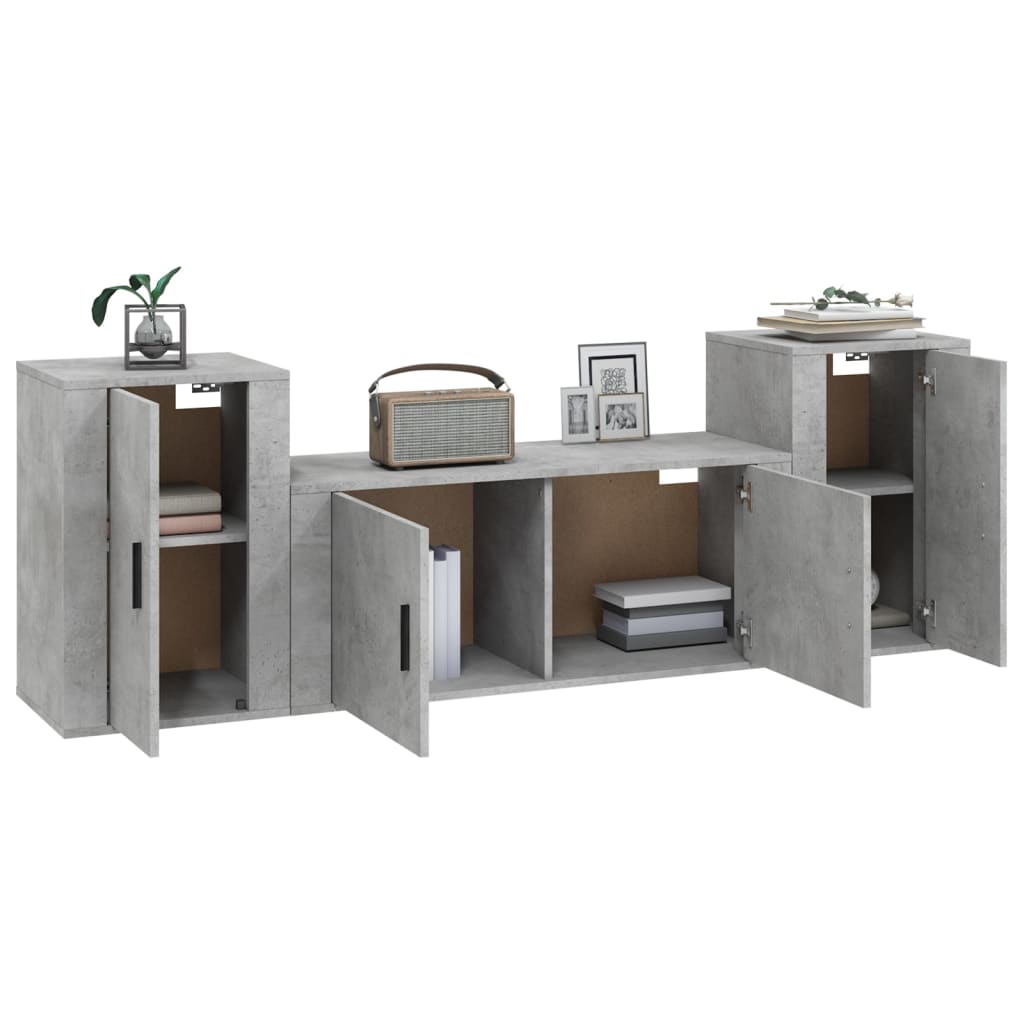 3 Piece TV Cabinet Set Concrete Grey Engineered Wood