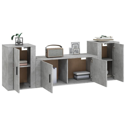 3 Piece TV Cabinet Set Concrete Grey Engineered Wood