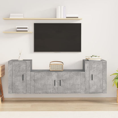 3 Piece TV Cabinet Set Concrete Grey Engineered Wood