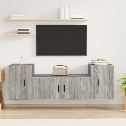 3 Piece TV Cabinet Set Grey Sonoma Engineered Wood