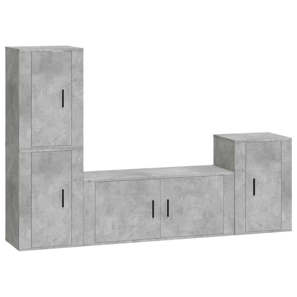 4 Piece TV Cabinet Set Concrete Grey Engineered Wood