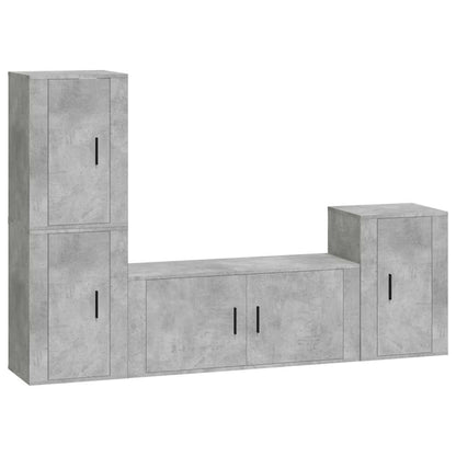 4 Piece TV Cabinet Set Concrete Grey Engineered Wood