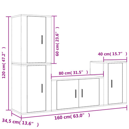 4 Piece TV Cabinet Set Concrete Grey Engineered Wood