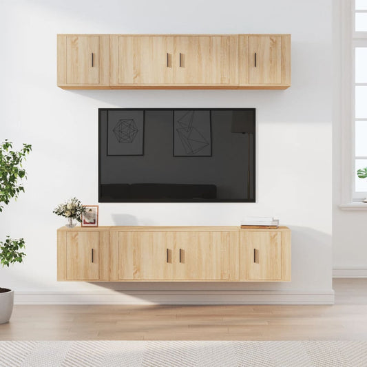 6 Piece TV Cabinet Set Sonoma Oak Engineered Wood