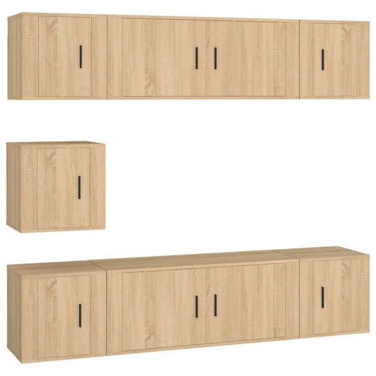 7 Piece TV Cabinet Set Sonoma Oak Engineered Wood
