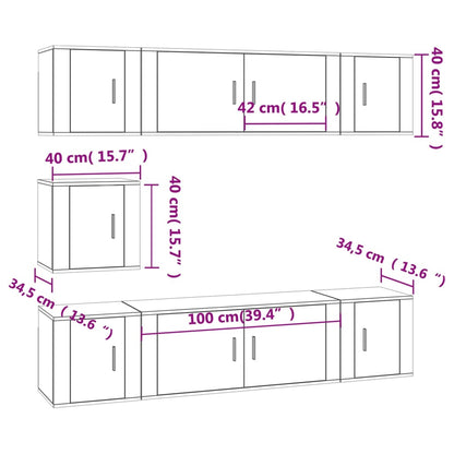 7 Piece TV Cabinet Set Grey Sonoma Engineered Wood