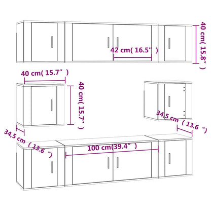 8 Piece TV Cabinet Set Concrete Grey Engineered Wood