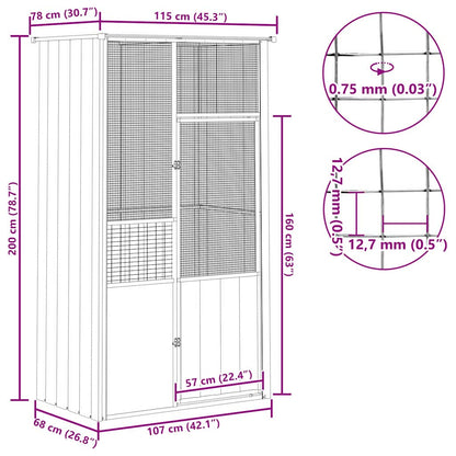 Bird Cage Anthracite 115x78x200 cm Galvanised Steel