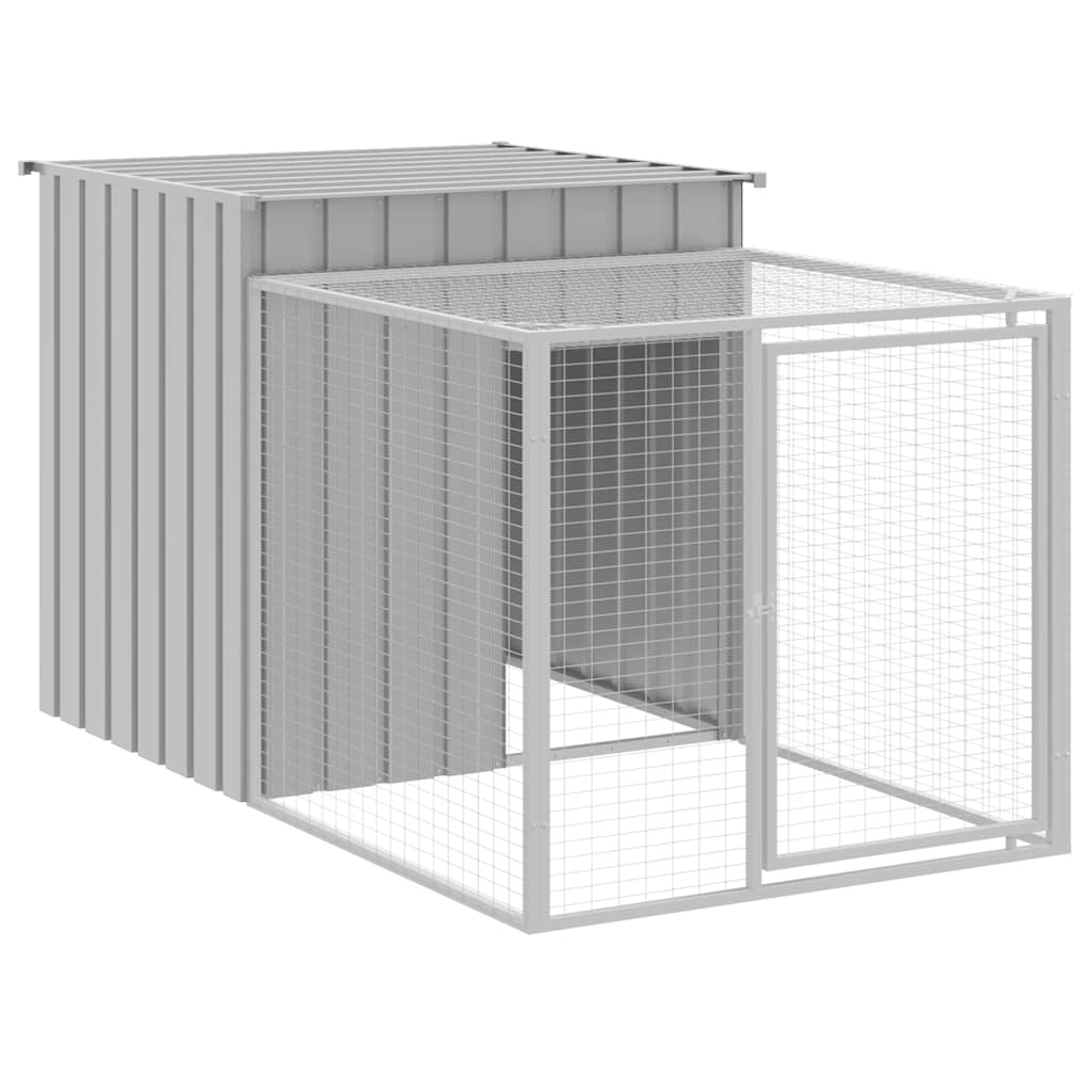 Chicken Cage with Run Light Grey 110x201x110cm Galvanised Steel