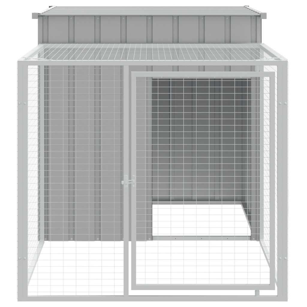Chicken Cage with Run Light Grey 110x201x110cm Galvanised Steel