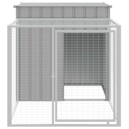 Chicken Cage with Run Light Grey 110x201x110cm Galvanised Steel