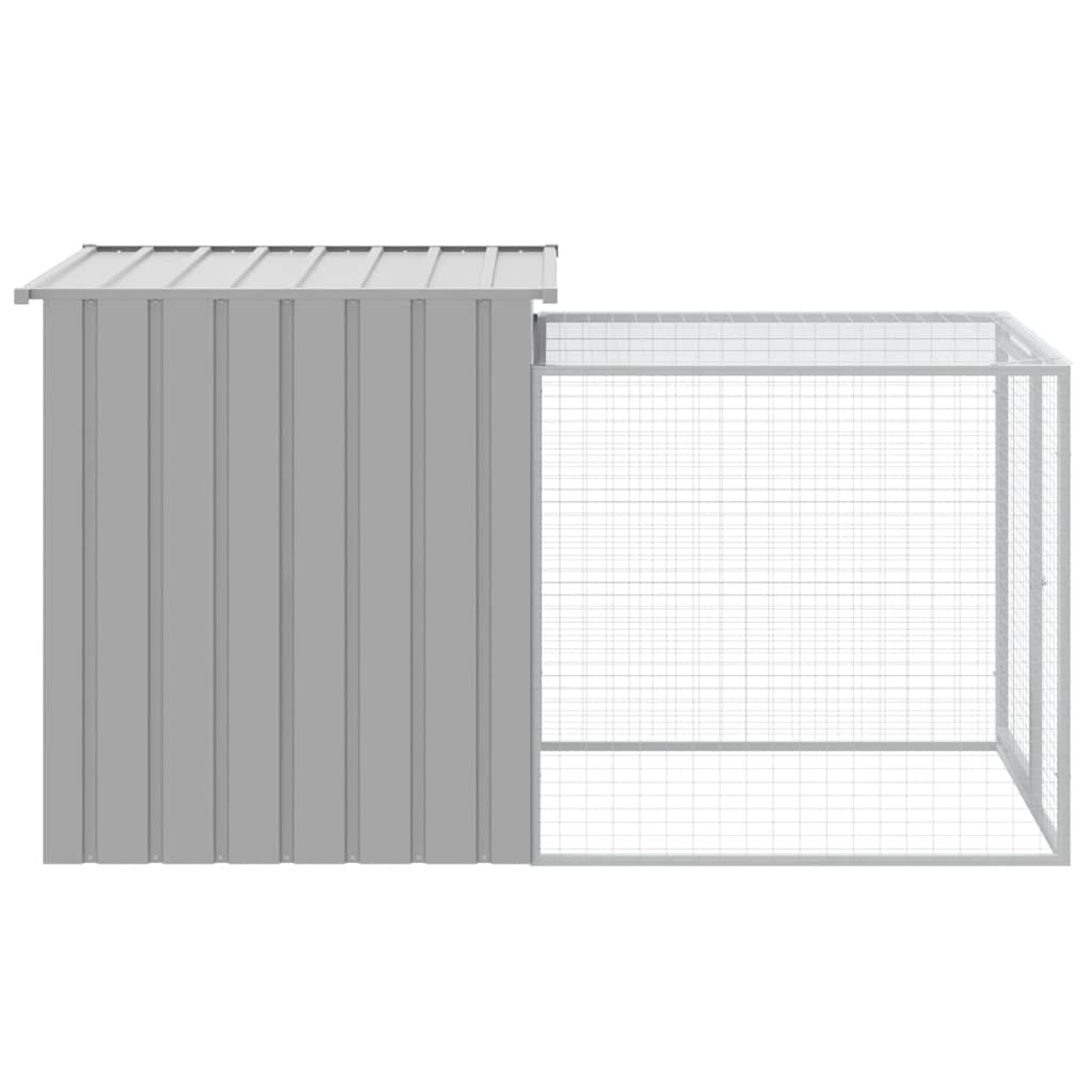 Chicken Cage with Run Light Grey 110x201x110cm Galvanised Steel