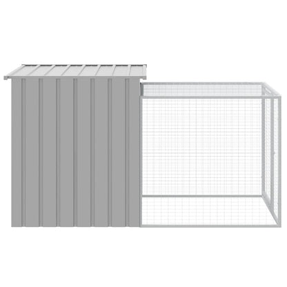 Chicken Cage with Run Light Grey 110x201x110cm Galvanised Steel