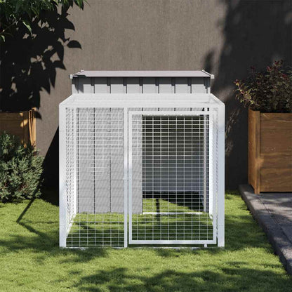 Chicken Cage with Run Light Grey 110x201x110cm Galvanised Steel