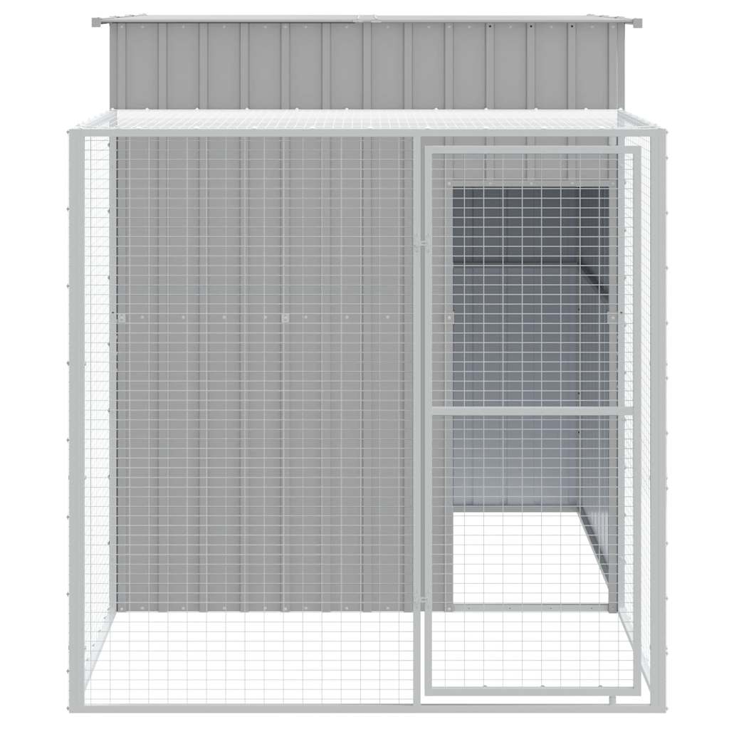 Chicken Cage with Run Light Grey 165x251x181cm Galvanised Steel