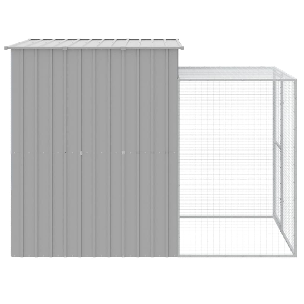 Chicken Cage with Run Light Grey 165x251x181cm Galvanised Steel