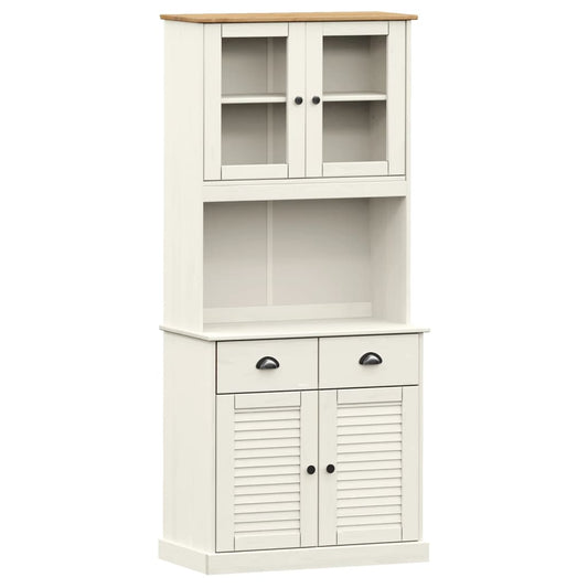Highboard "VIGO" White 78x40x175 cm Solid Wood Pine
