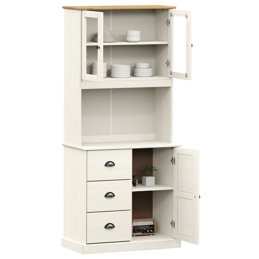 Highboard VIGO White 78x40x175 cm Solid Wood Pine