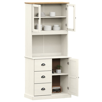 Highboard VIGO White 78x40x175 cm Solid Wood Pine
