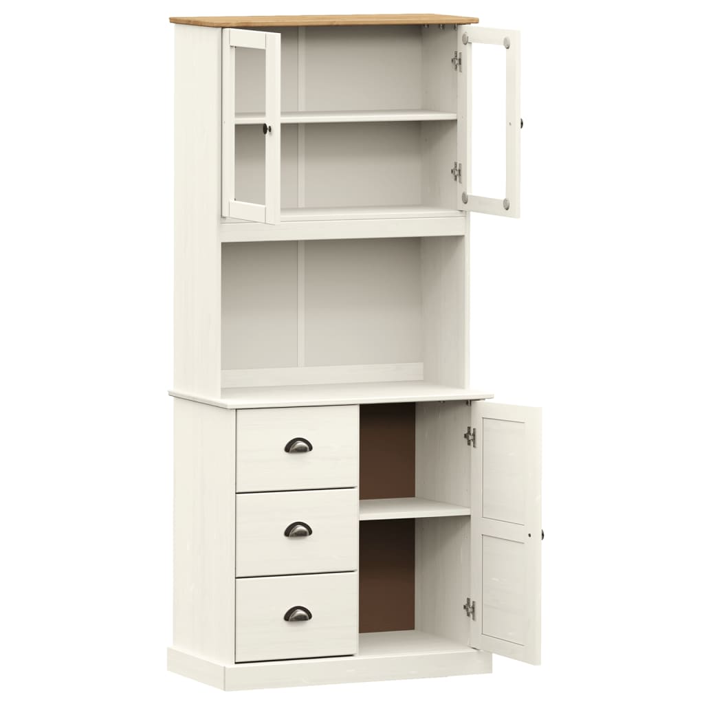 Highboard VIGO White 78x40x175 cm Solid Wood Pine