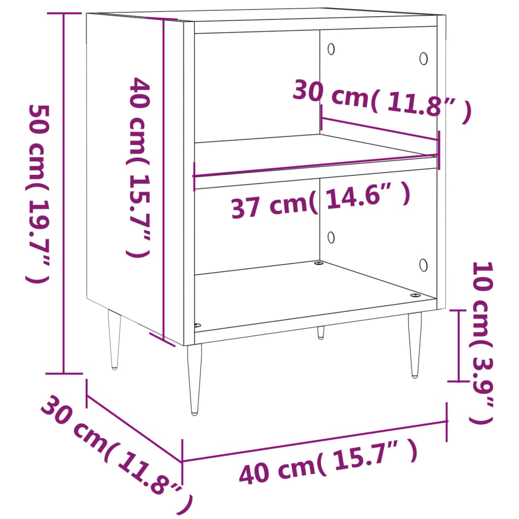 Bedside Cabinets 2 pcs Sonoma Oak 40x30x50 cm Engineered Wood