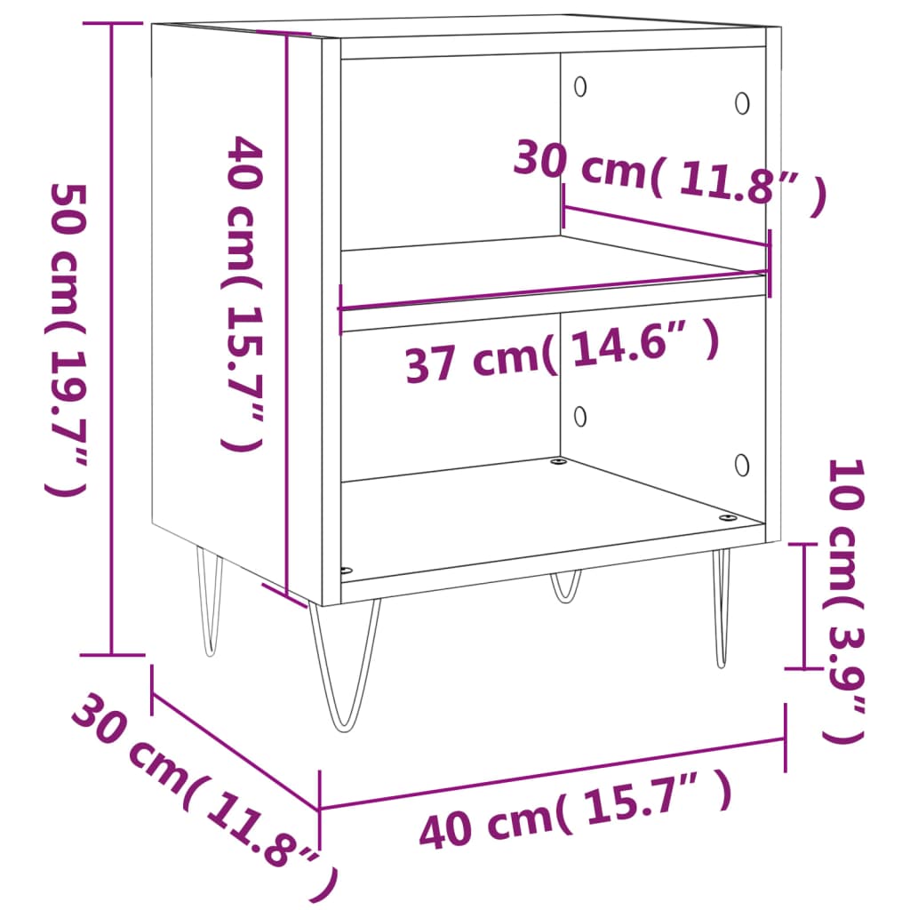 Bedside Cabinets 2 pcs White 40x30x50 cm Engineered Wood