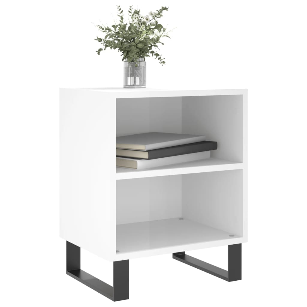 Bedside Cabinets 2 pcs High Gloss White 40x30x50 cm Engineered Wood