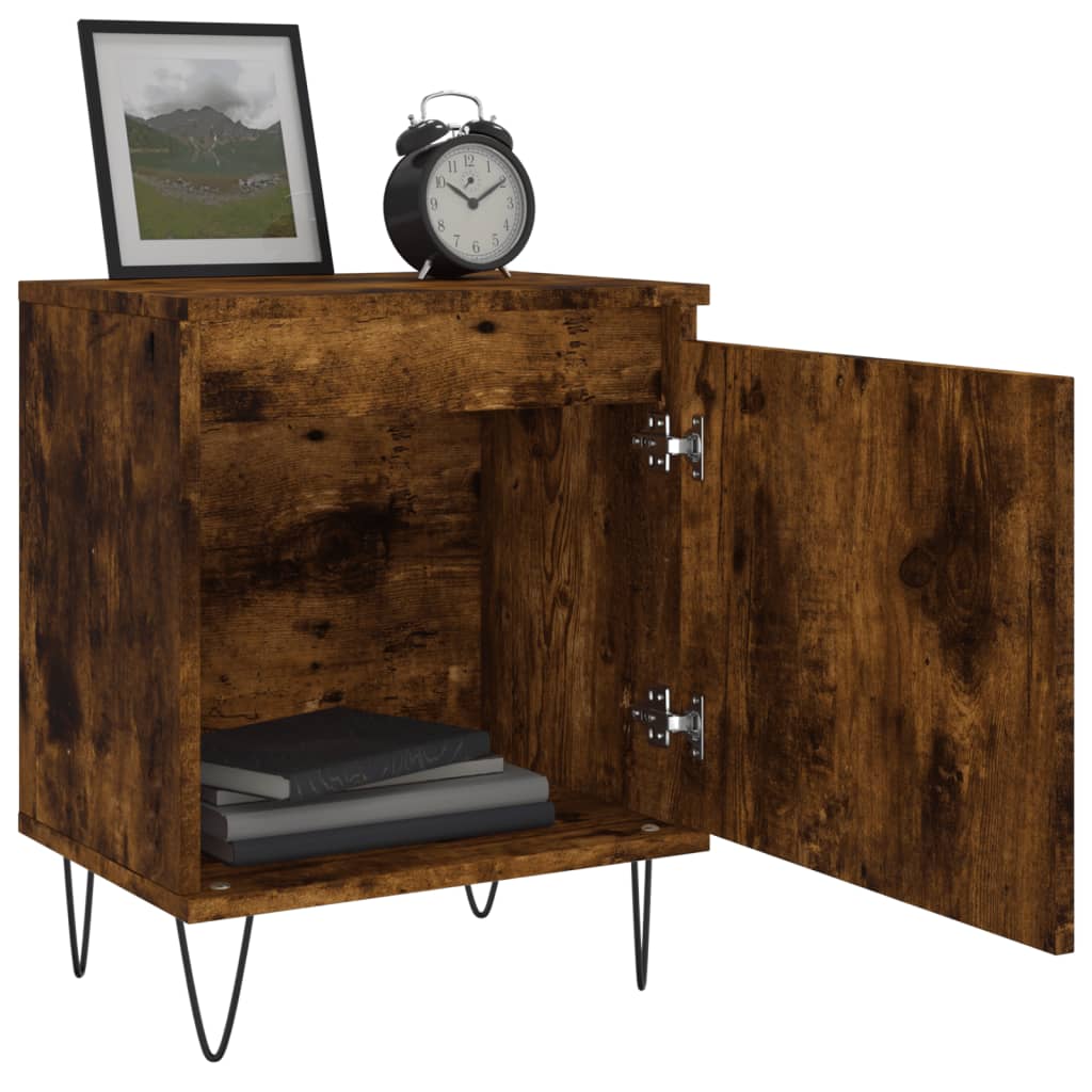 Bedside Cabinet Smoked Oak 40x30x50 cm Engineered Wood