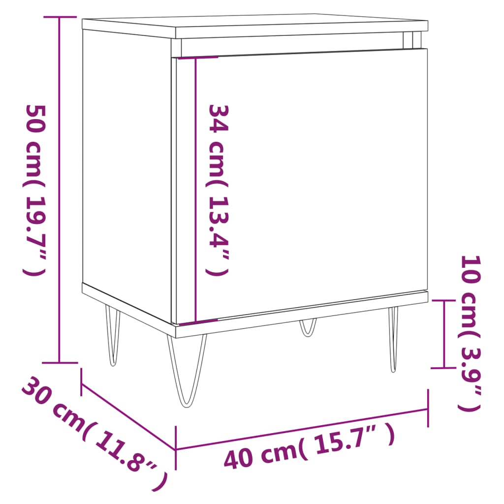 Bedside Cabinet Brown Oak 40x30x50 cm Engineered Wood