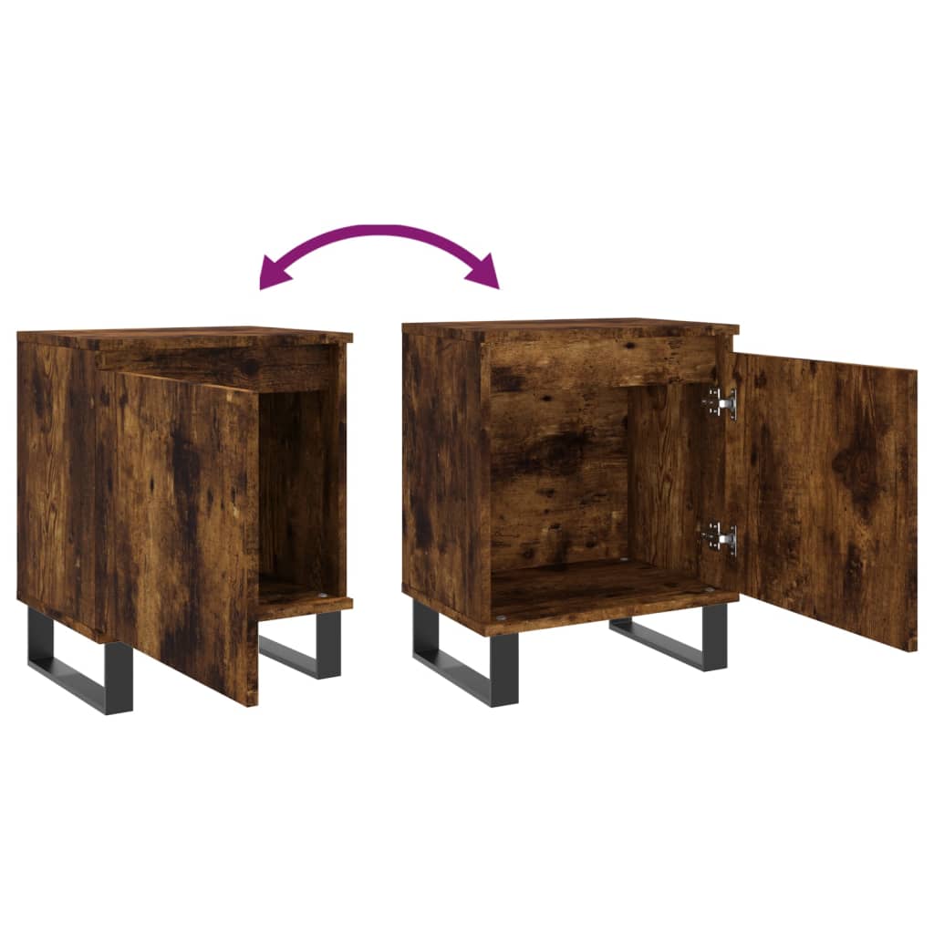Bedside Cabinets 2 pcs Smoked Oak 40x30x50 cm Engineered Wood