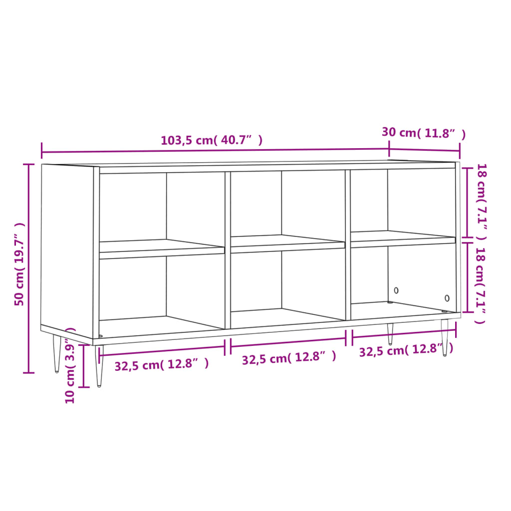 TV Cabinet Concrete Grey 103,5x30x50 cm Engineered Wood