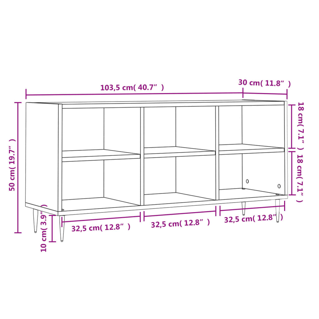 TV Cabinet Grey Sonoma 103,5x30x50 cm Engineered Wood