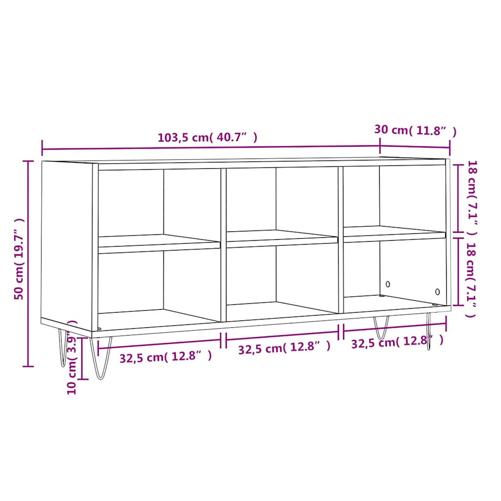 TV Cabinet White 103.5x30x50 cm Engineered Wood