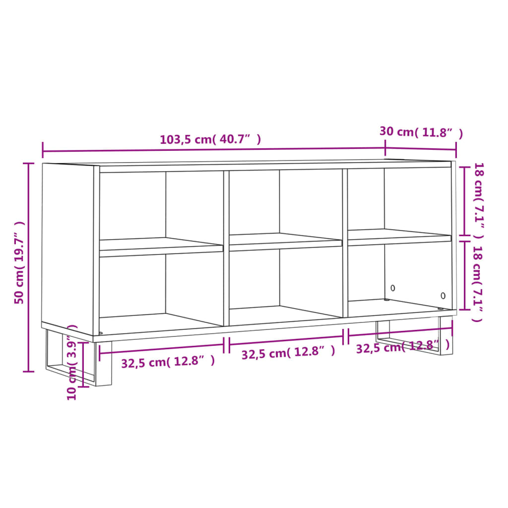 TV Cabinet Sonoma Oak 103,5x30x50 cm Engineered Wood