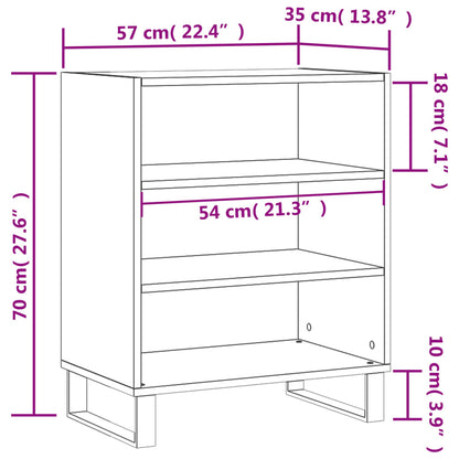 Sideboard High Gloss White 57x35x70 cm Engineered Wood
