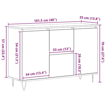 Sideboard White 101,5x35x70 cm Engineered Wood