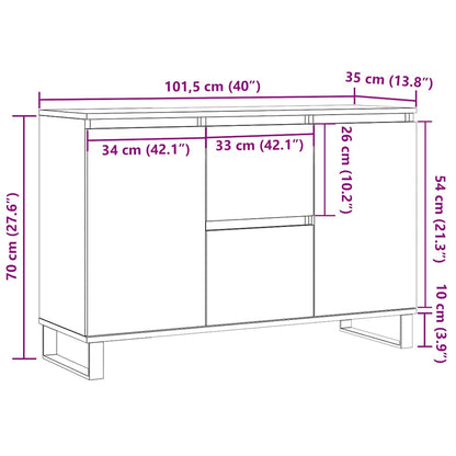 Sideboard Smoked Oak 101,5x35x70 cm Engineered Wood