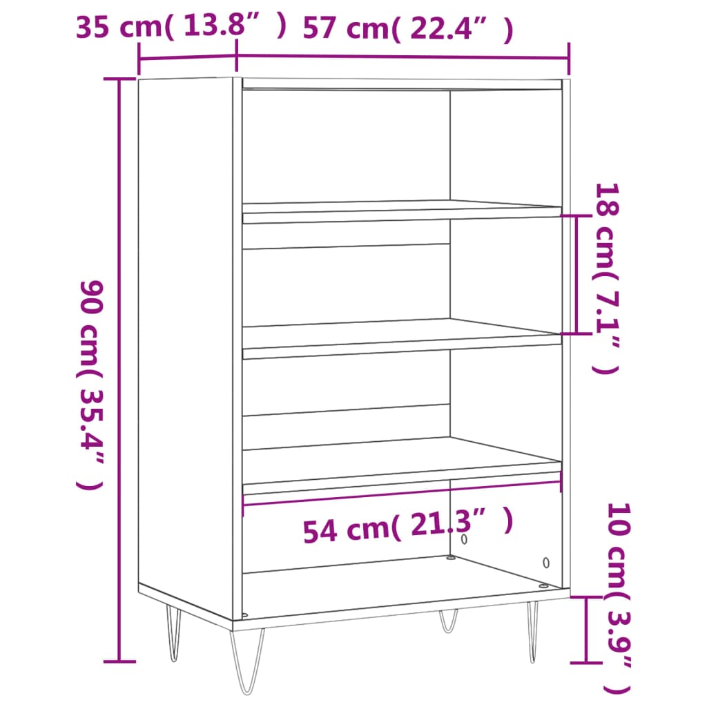 Highboard Black 57x35x90 cm Engineered Wood
